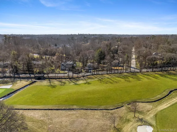 a view of a swimming pool with mountains