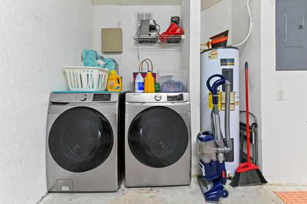 a room with furniture and a potted plant