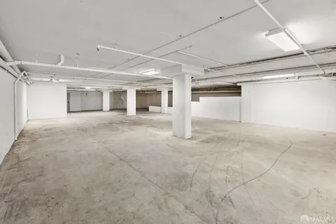 a view of a room with stainless steel appliances
