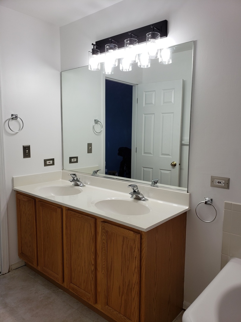 334 Spring Valley Way Round Lake, IL 60073 - Photo 16 of 26 a bathroom with a double vanity sink and a mirror