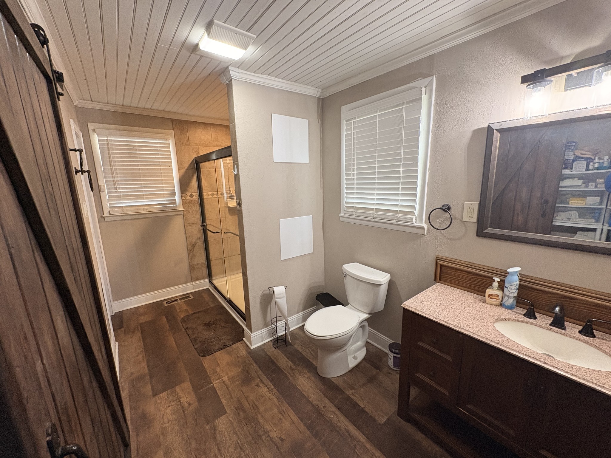 4454 Nancy Green Ridge Road Pulaski, TN 38478 - Photo 19 of 40 a bathroom with a sink toilet a mirror and shower