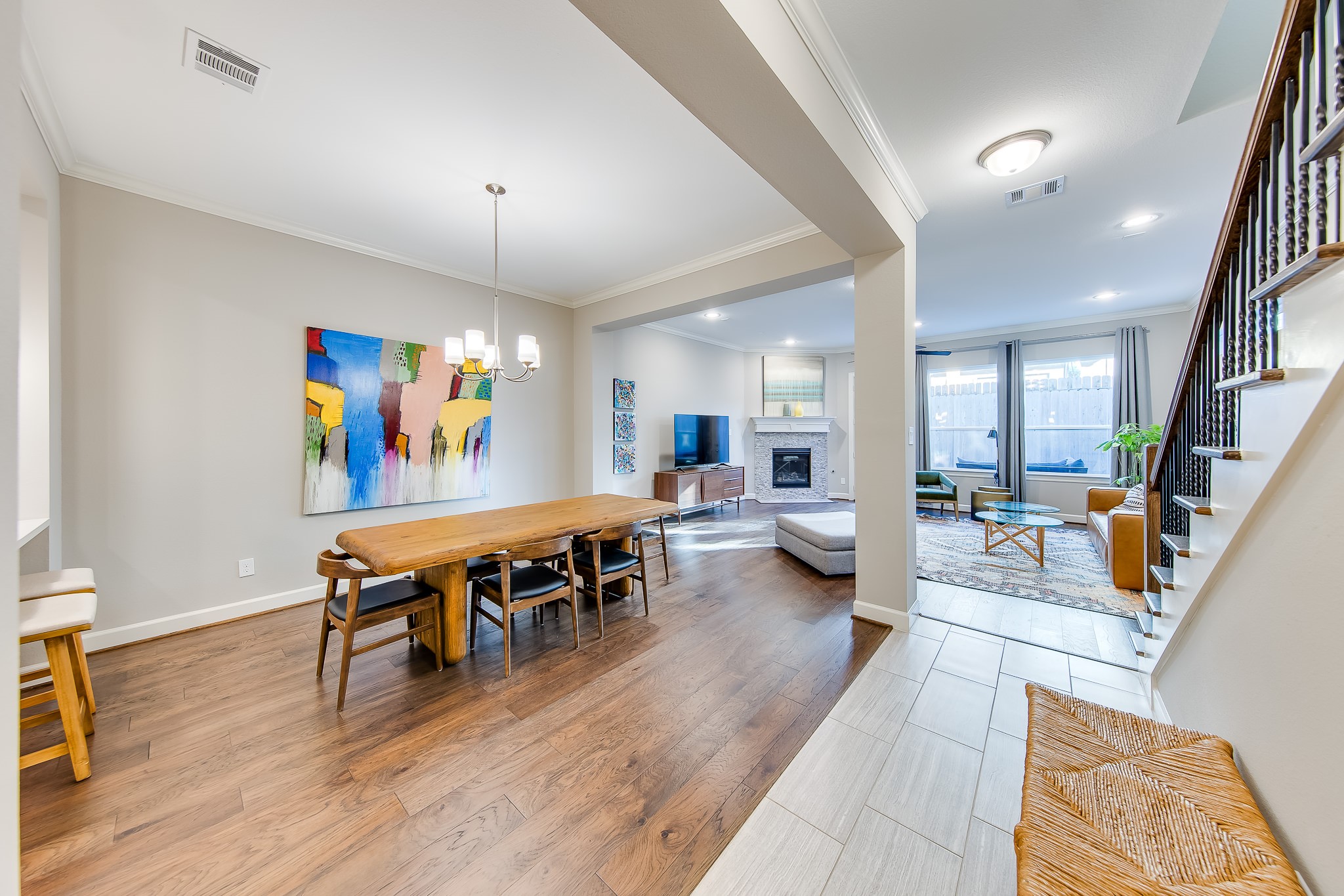 1436 Prince Street, Unit B Houston, TX 77008 - Photo 5 of 20 a view of a dining room with furniture wooden floor and chandelier
