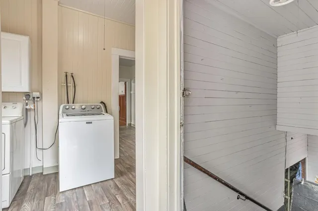a room with a washer and dryer