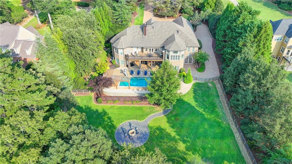 an aerial view of a house