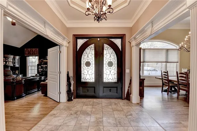 a bedroom with a bed and a walk in closet