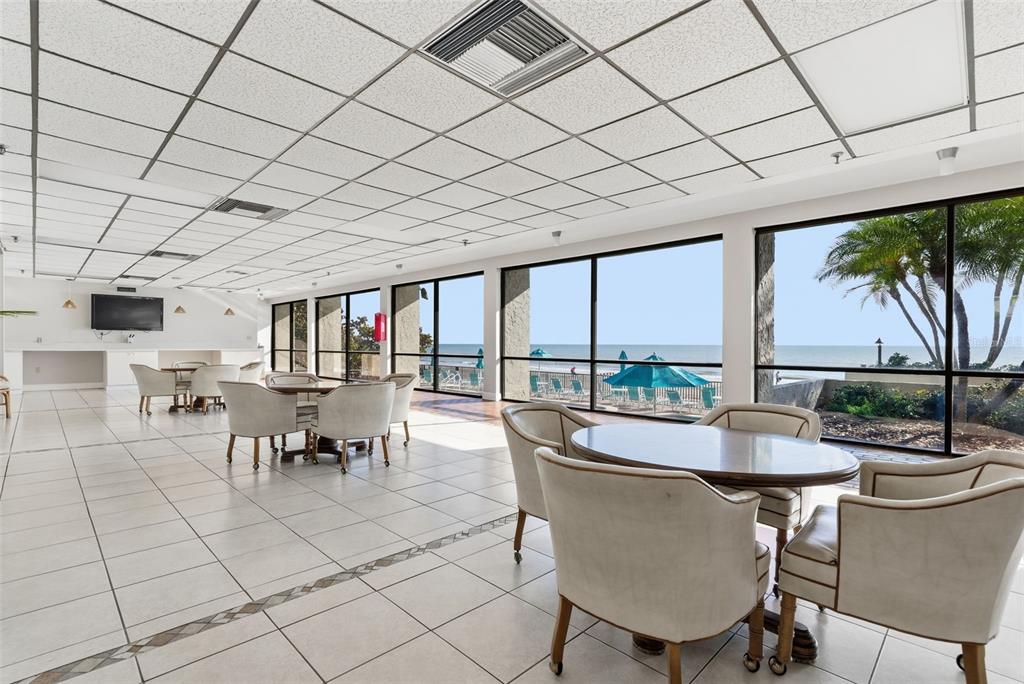 15462 Gulf Boulevard, Unit 406 Madeira Beach, FL 33708 - Photo 40 of 48 a dining room with furniture and a floor to ceiling window