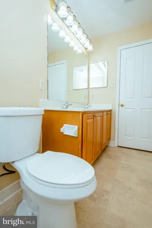 a bathroom with a sink a mirror and a toilet