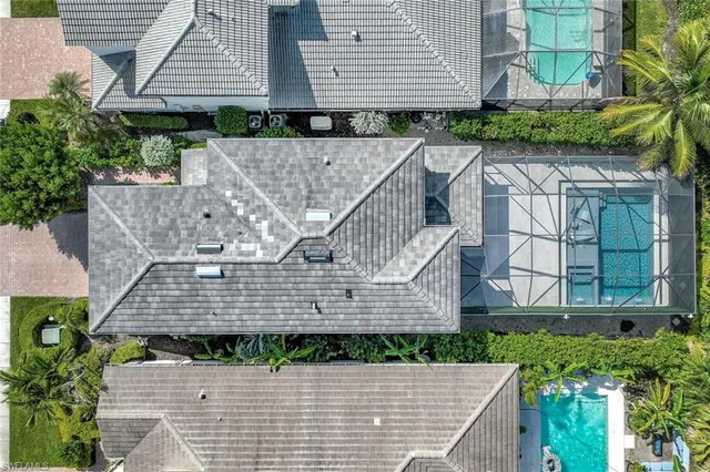an aerial view of a house