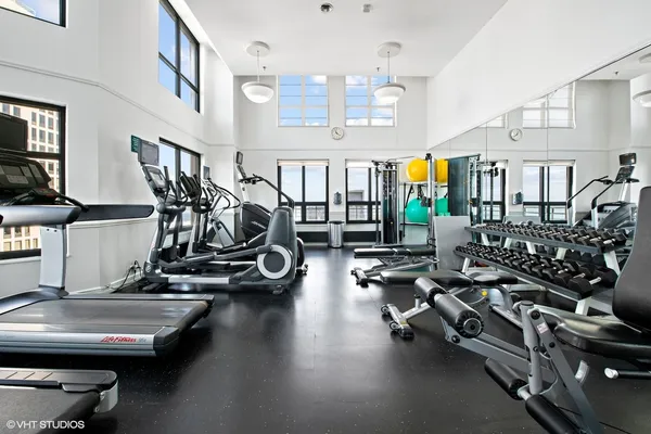 a view of a room with gym equipment