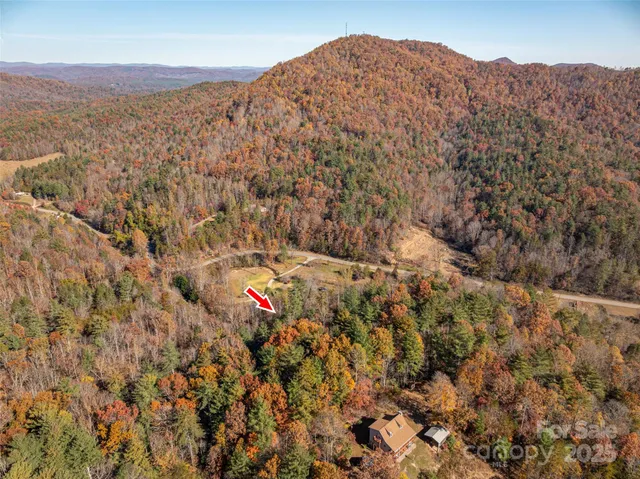 a view of a dry yard with mountains in the background