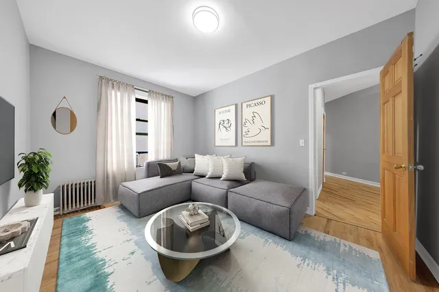 a picture of a bench in a white building