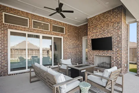 a balcony with furniture