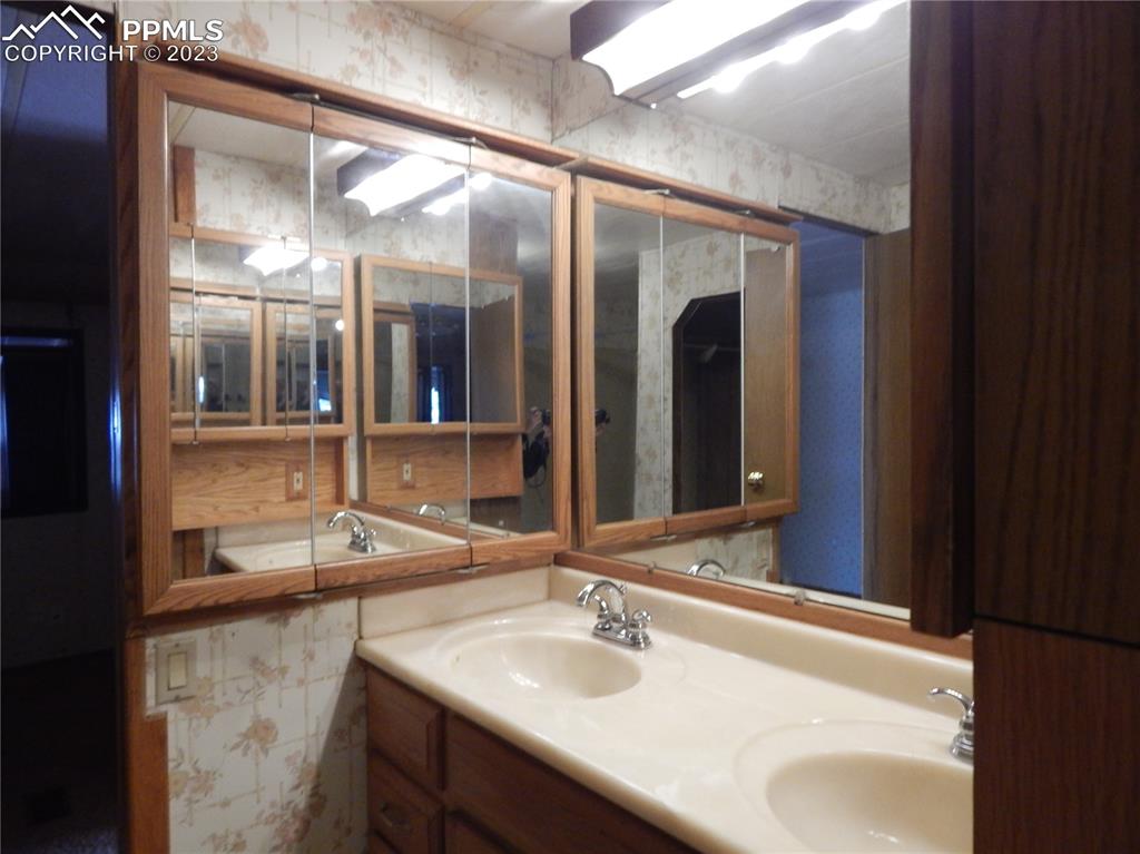 3220 Hoofprint Road Peyton, CO 80831 - Photo 8 of 22 a bathroom with a sink and a mirror