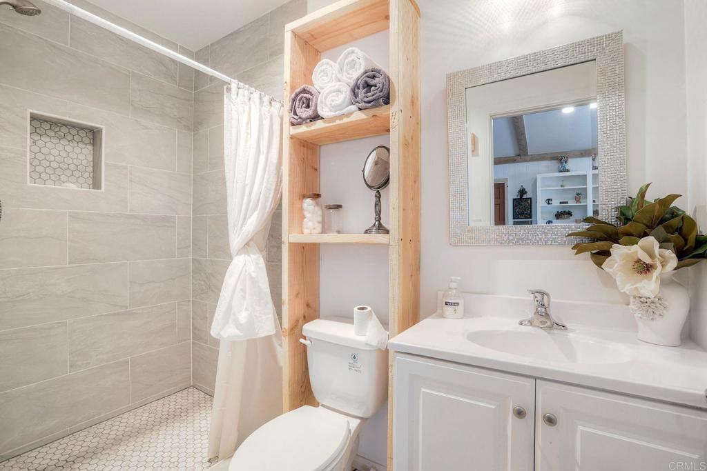 22223 Crestline Road Palomar Mountain, CA 92060 - Photo 27 of 90 a bathroom with a sink a toilet and shower