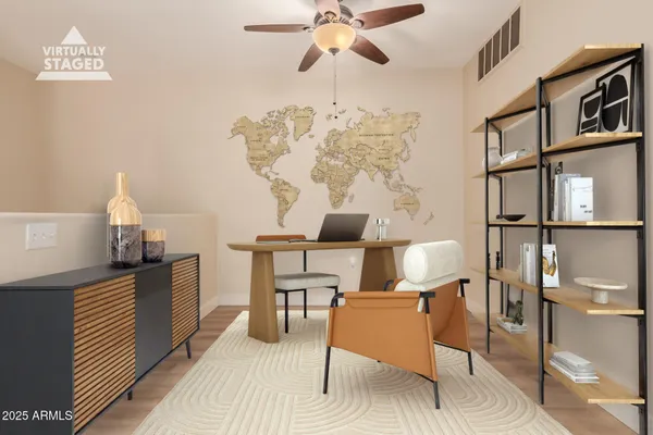 a living room with furniture