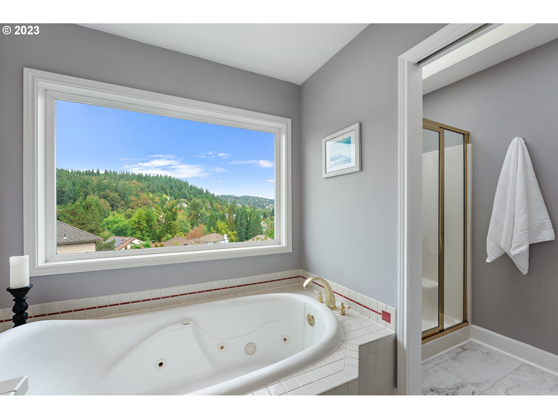 11561 Southeast Highland Loop Clackamas, OR 97015 - Photo 23 of 36 a view of bathroom with bathtub and window