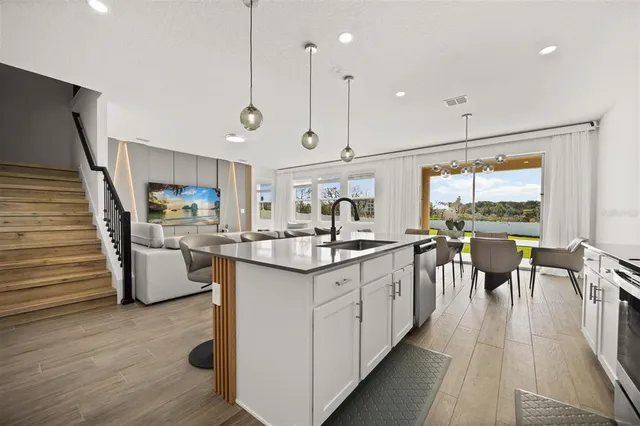 a kitchen with lots of counter top space