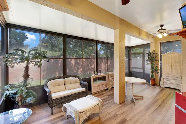 a view of backyard with a garden and plants