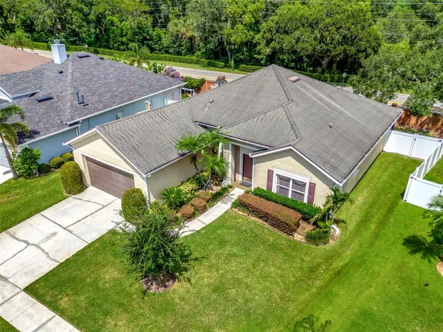 an aerial view of a house