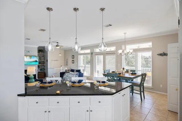 a kitchen with counter top space and appliances