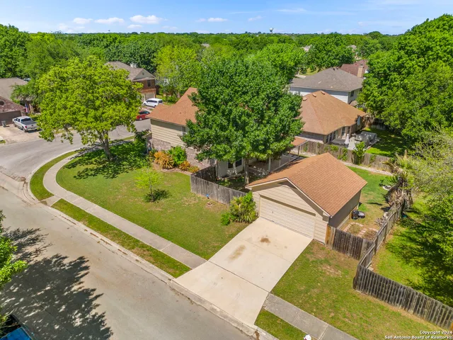 an aerial view of a house