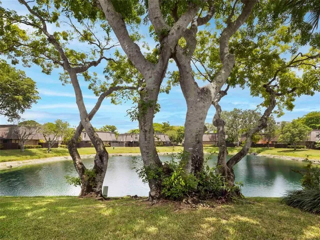 a view of a lake with houses