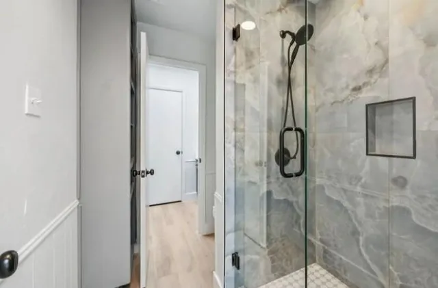 a bathroom with a shower