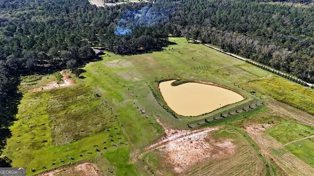 a view of a swimming pool with a yard