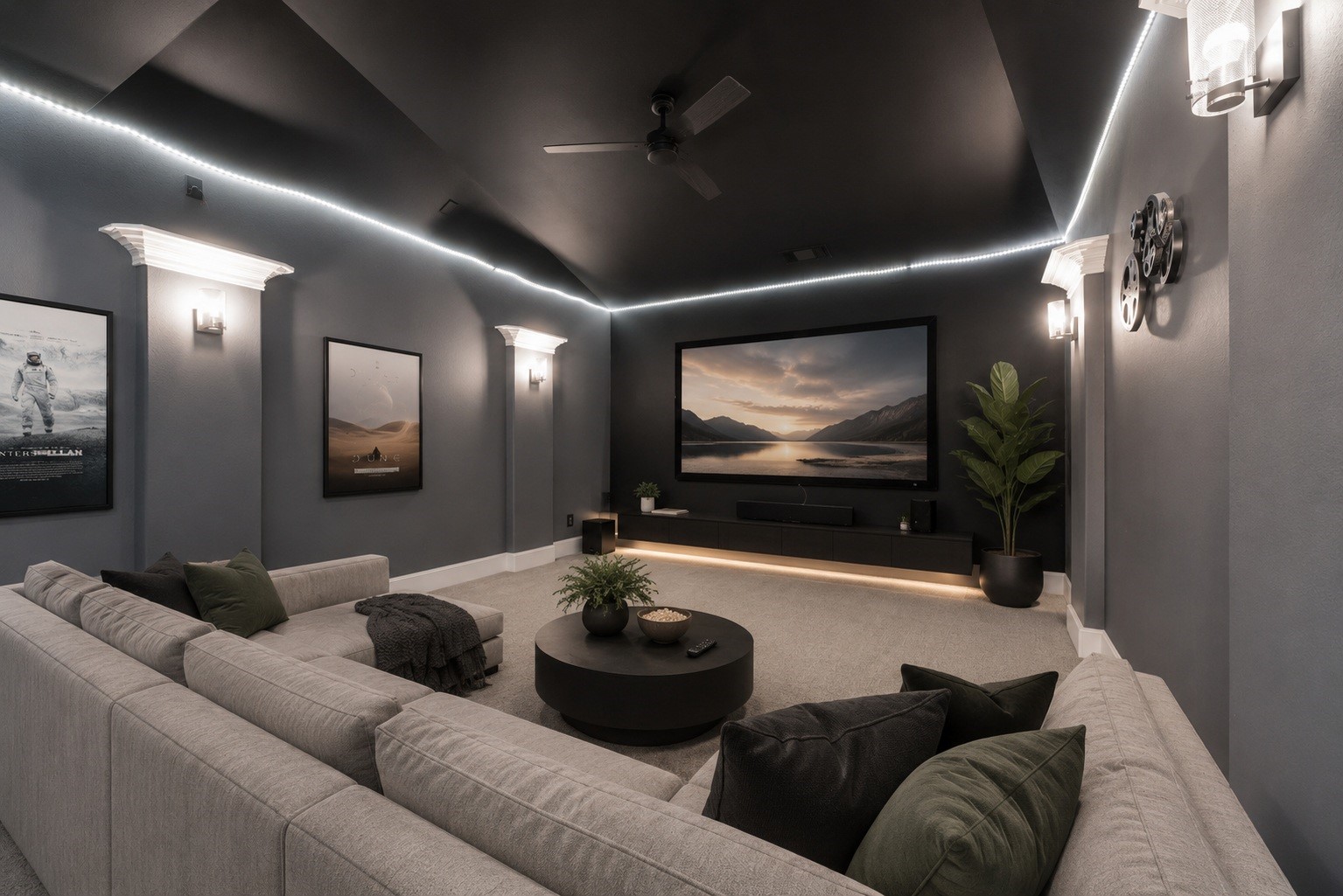 28226 South Firethorne Road Katy, TX 77494 - Photo 14 of 39 Conveniently located on the first floor, this dedicated home theater is finished with dark tray ceilings, LED accent lighting, and wall sconces for the ultimate movie-night experience. Virtually staged.