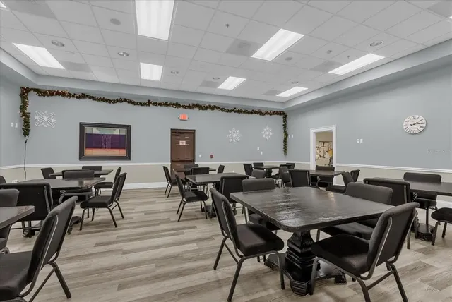 a view of a dining area with furniture