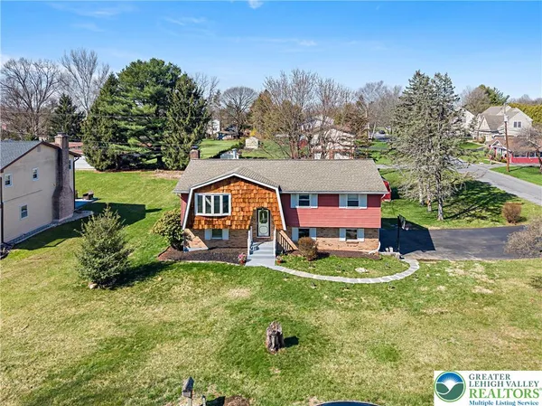 an aerial view of a house