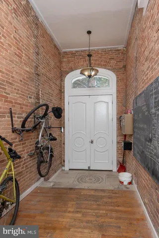 a view of a livingroom with wooden floor