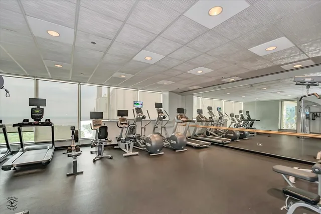 a view of a room with gym equipment