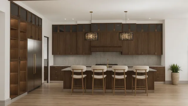 a kitchen with a sink and cabinets