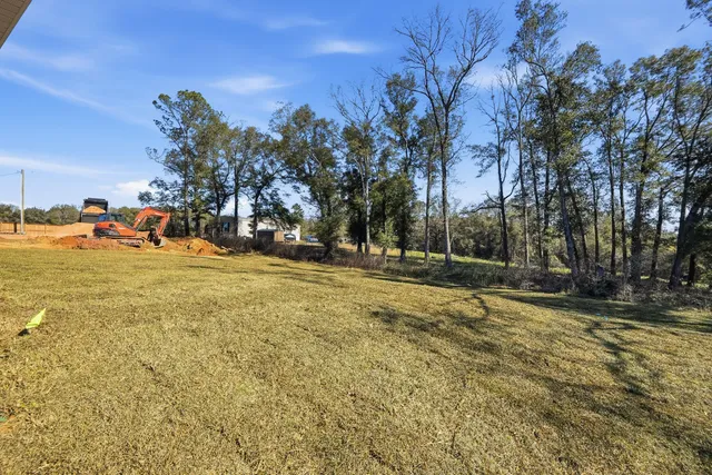 a backyard of a house with lots of green space