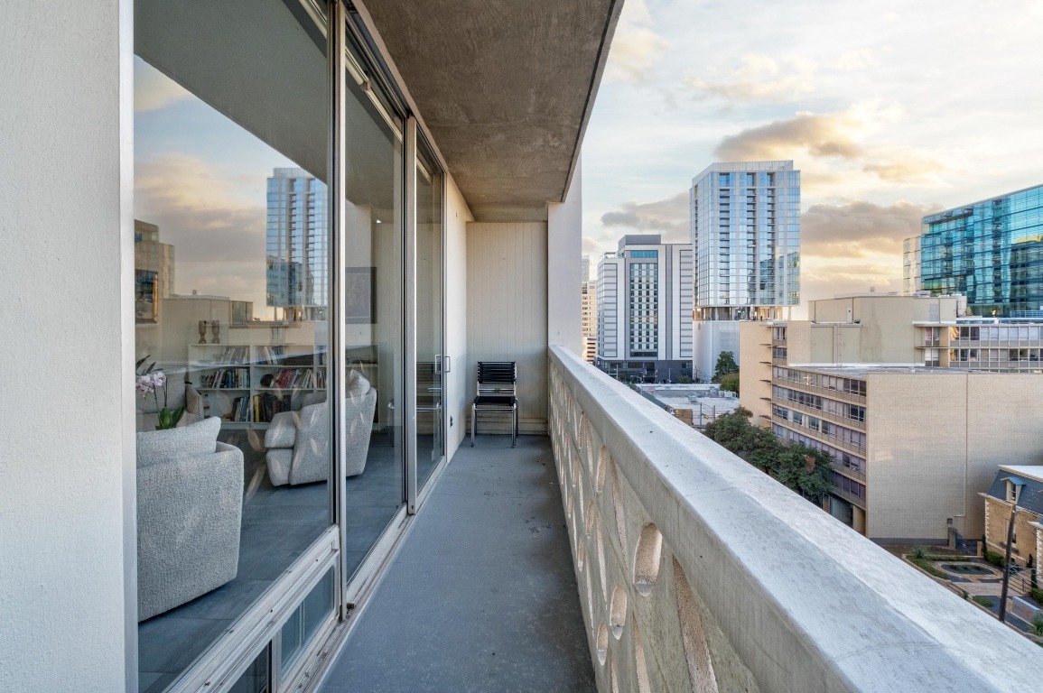1801 Lavaca Street, Unit 7B Austin, TX 78701 - Photo 17 of 40 a view of a balcony kitchen outdoor space and balcony