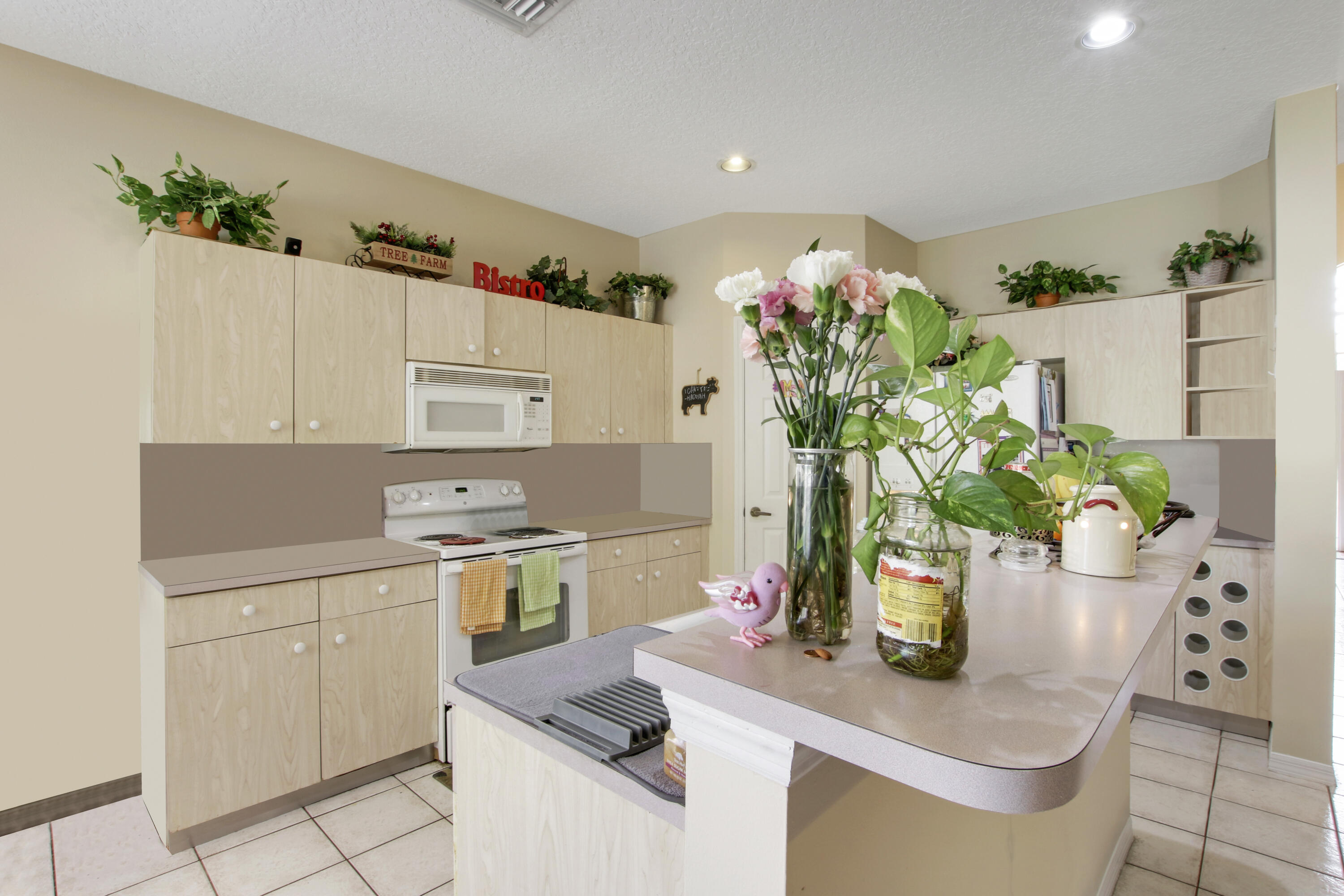 22048 Altona Drive Boca Raton, FL 33428 - Photo 10 of 33 a kitchen with a stove a white cabinetry and a potted plant