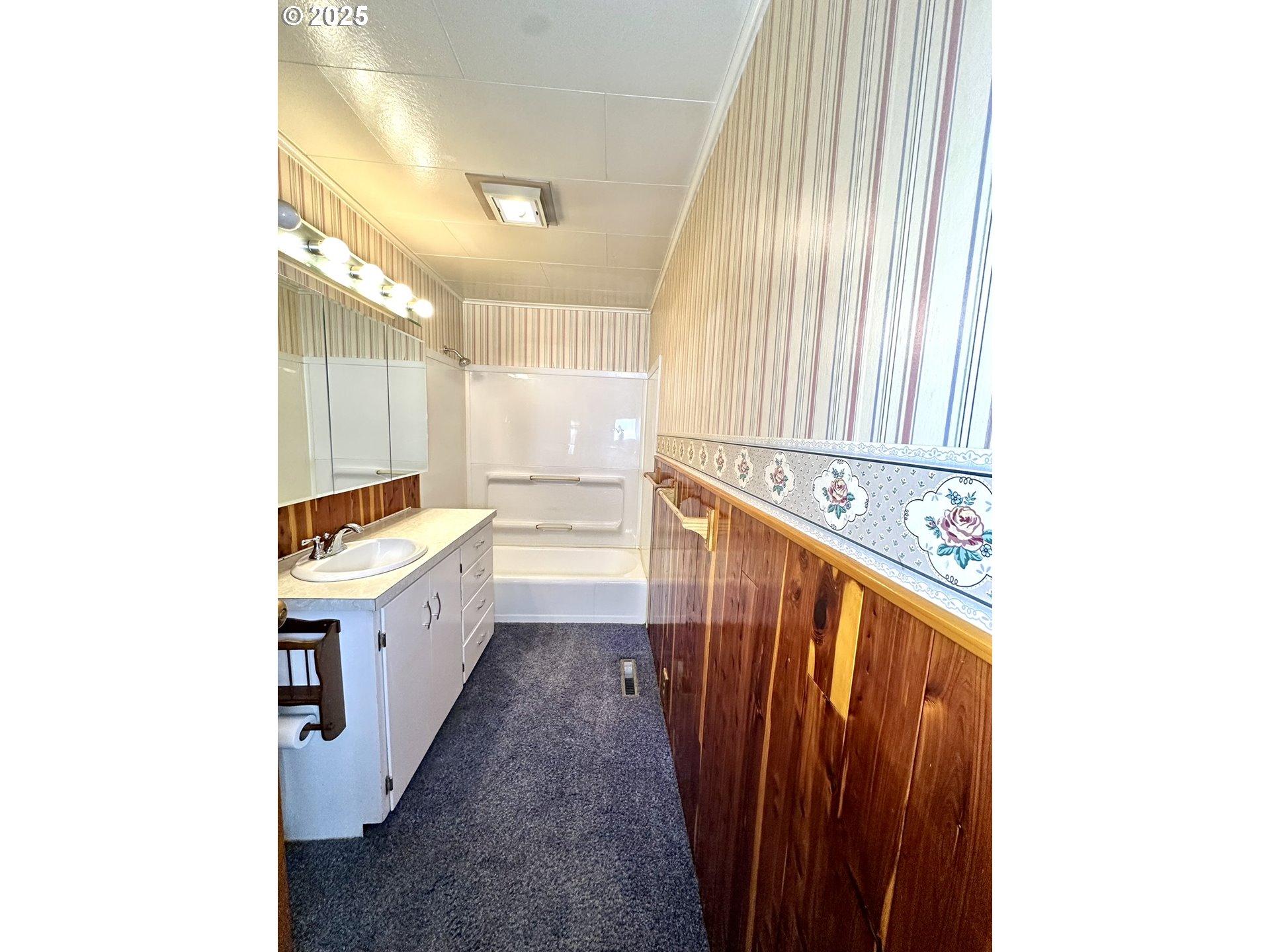 2460 Clark Street Baker City, OR 97814 - Photo 14 of 46 a bathroom with a sink a mirror and a bathtub