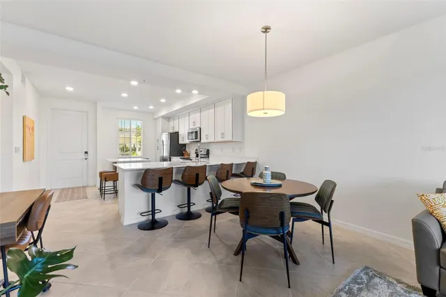 a view of a dining room and livingroom