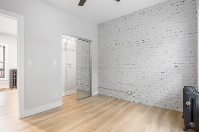 an empty room with closet
