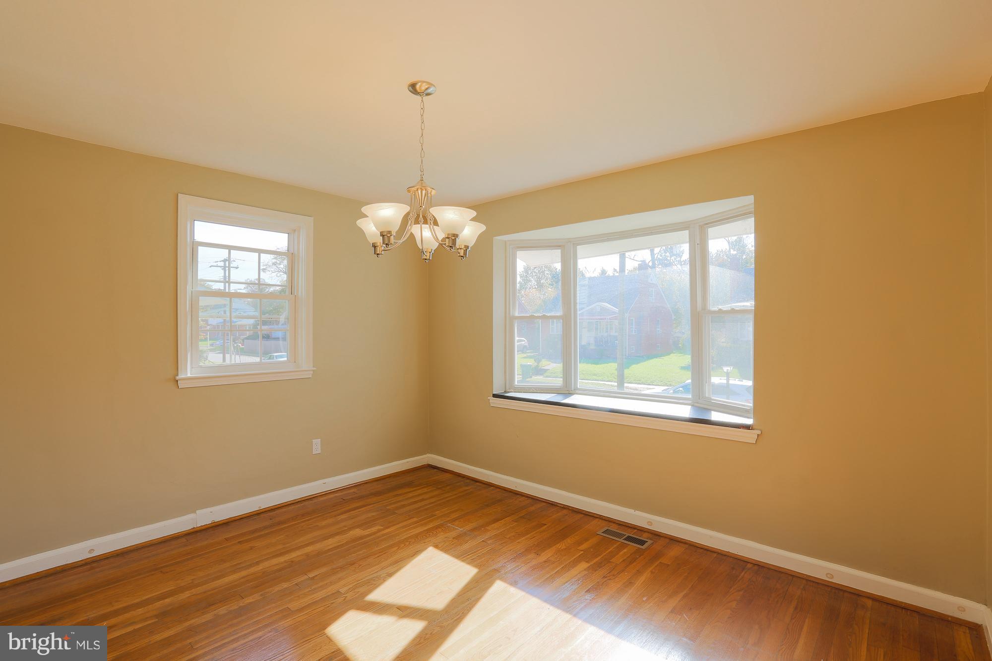 Dining room with light fixture