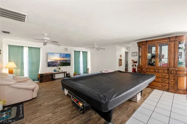 a living room with a couch and a table