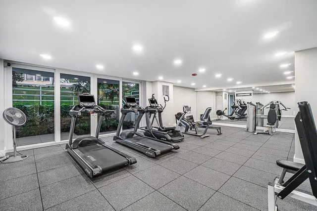 a view of a room with gym equipment
