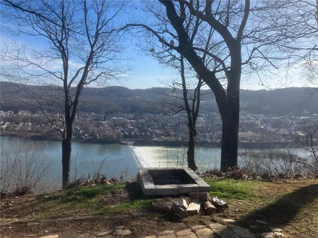 a view of a lake with a mountain