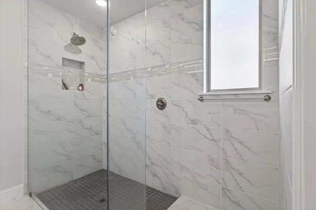 a bathroom with a shower