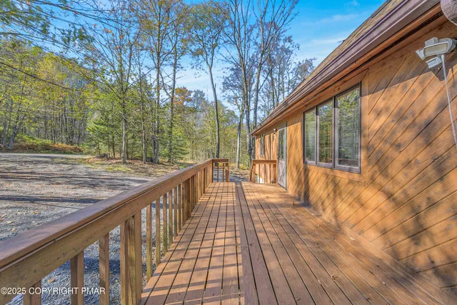 a backyard of a building with large trees