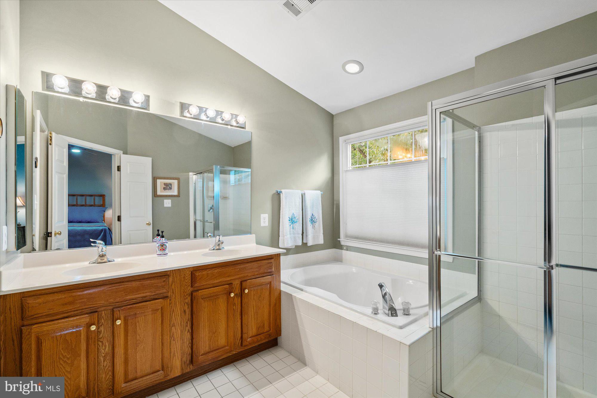8510 Bells Ridge Terrace Potomac, MD 20854 - Photo 19 of 42 a spacious bathroom with a tub sink shower and mirror