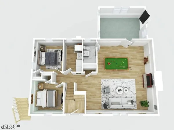 a view of living room with furniture and flat screen tv