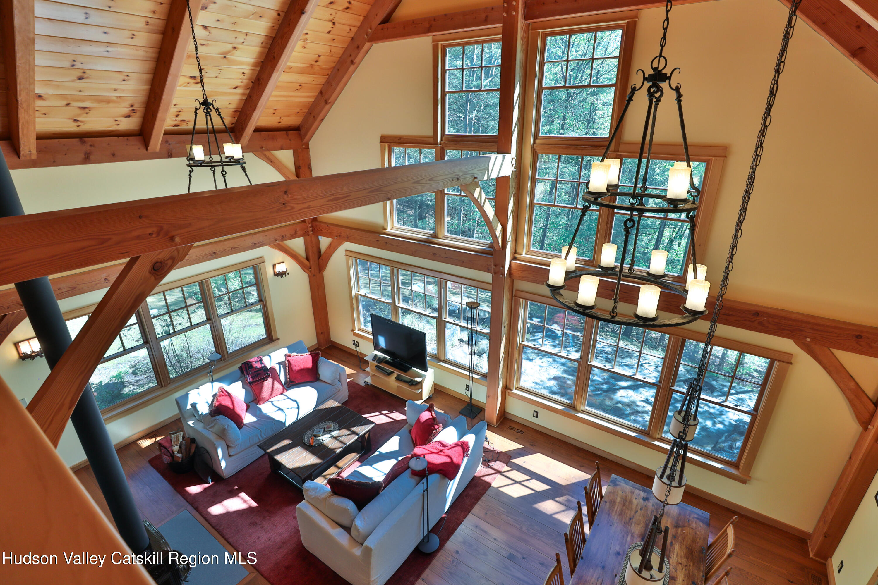29 Fichtner Road Phoenicia, NY 12464 - Photo 4 of 64 a living room with furniture and a floor to ceiling window