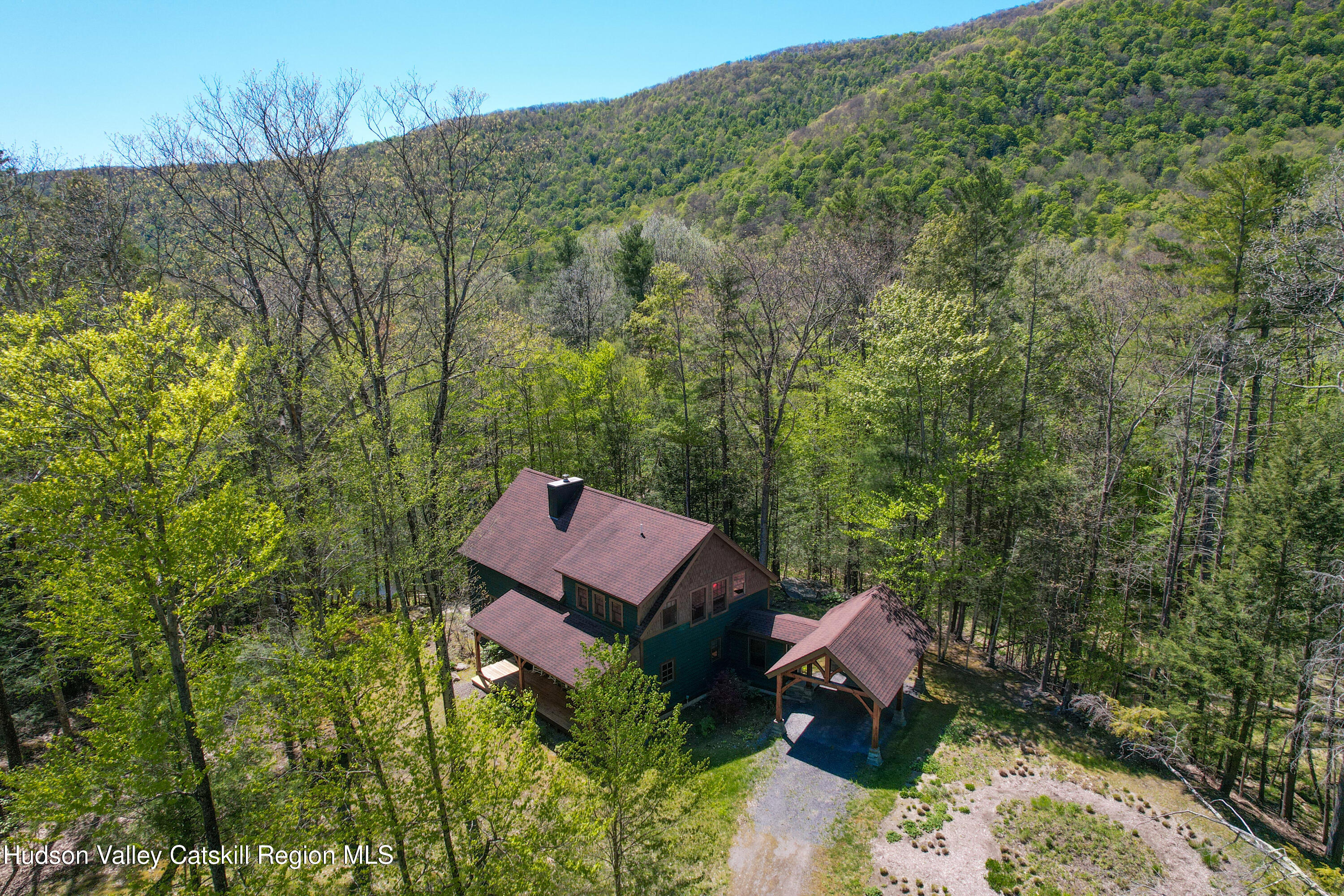 29 Fichtner Road Phoenicia, NY 12464 - Photo 59 of 64 an aerial view of a house with a yard